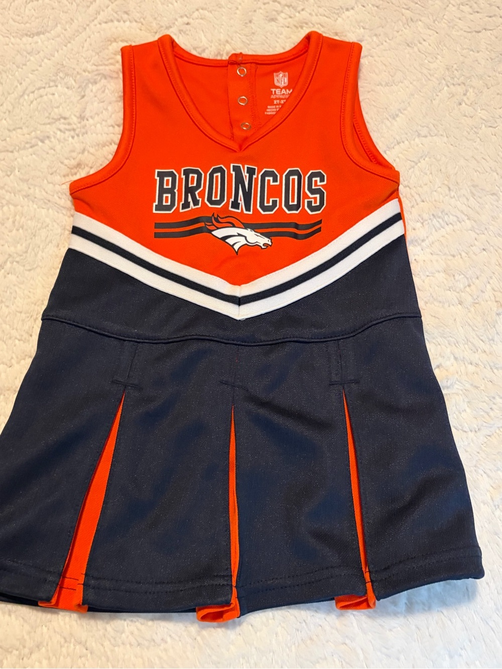 NFL Denver Broncos cheerleader dress with orange/navy blue Sz 2T